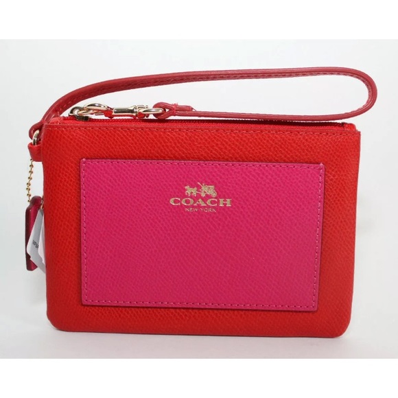 Coach BiColor Crossgrain leather small Wristlet - Picture 2 of 5